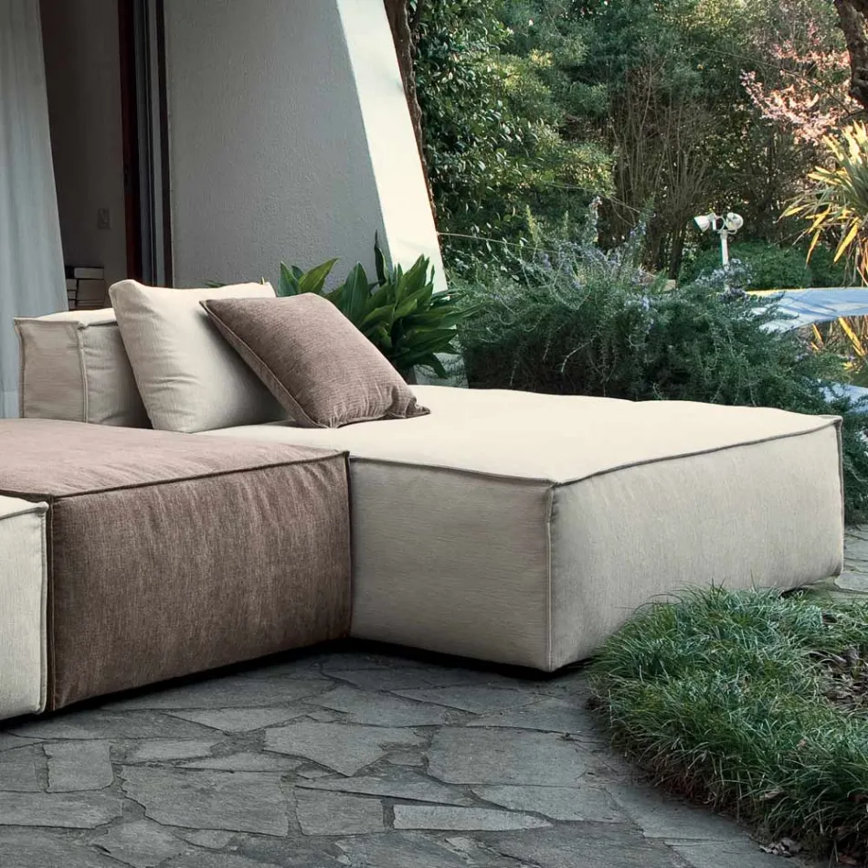 Složení 1 pufu s opěradlem, 1 pufu a 1 poloostrova - Bizarní Viadurini