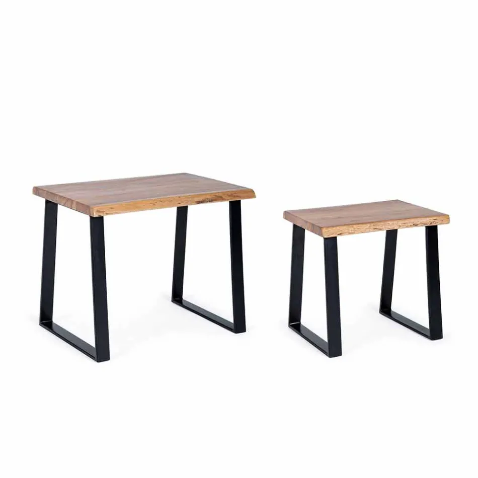 Složení 2 konferenčních stolků ve dřevě a oceli Homemotion - Artur Viadurini