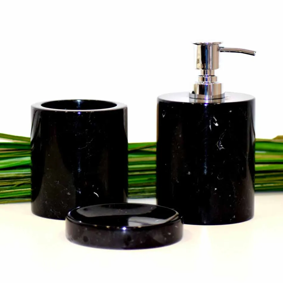 Složení 3 koupelnových doplňků z leštěného mramoru vyrobené v Itálii - Trevio Viadurini