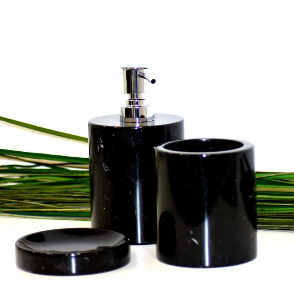 Složení 3 koupelnových doplňků z leštěného mramoru vyrobené v Itálii - Trevio Viadurini