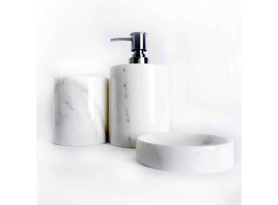 Složení 3 koupelnových doplňků z leštěného mramoru vyrobené v Itálii - Trevio Viadurini