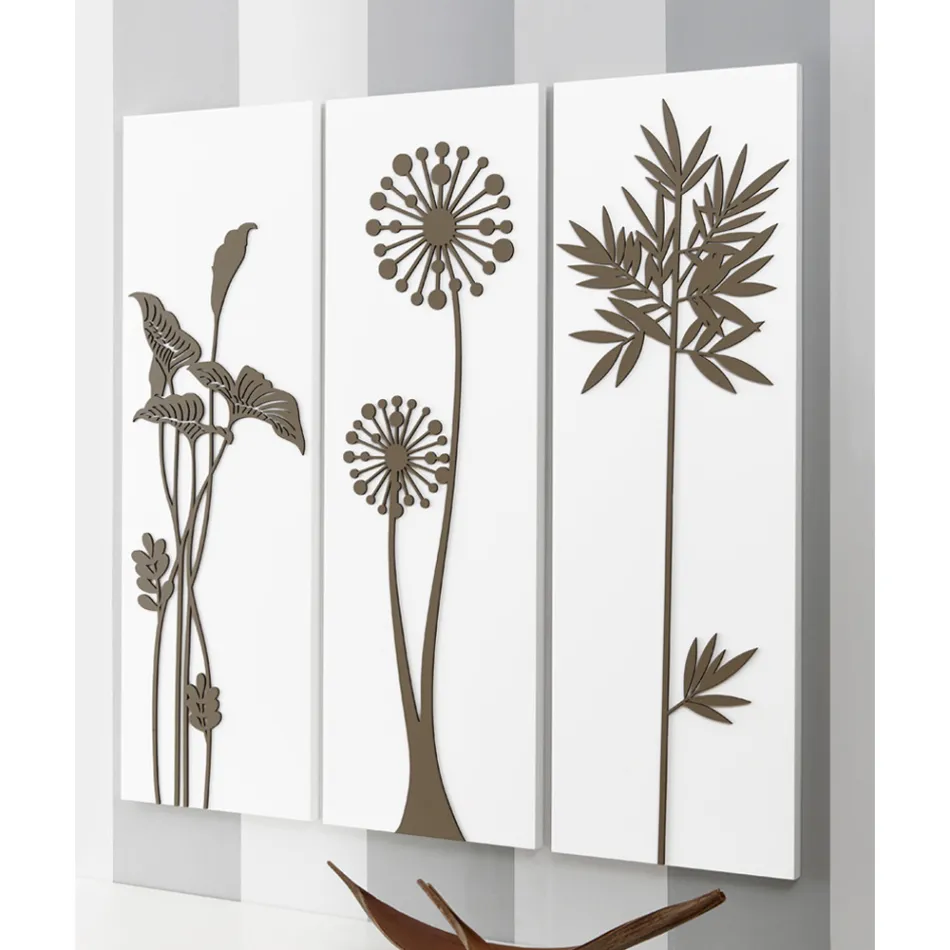 Složení 3 panelů znázorňujících sprchové hlavice a listy Made in Italy - Eduardo Viadurini