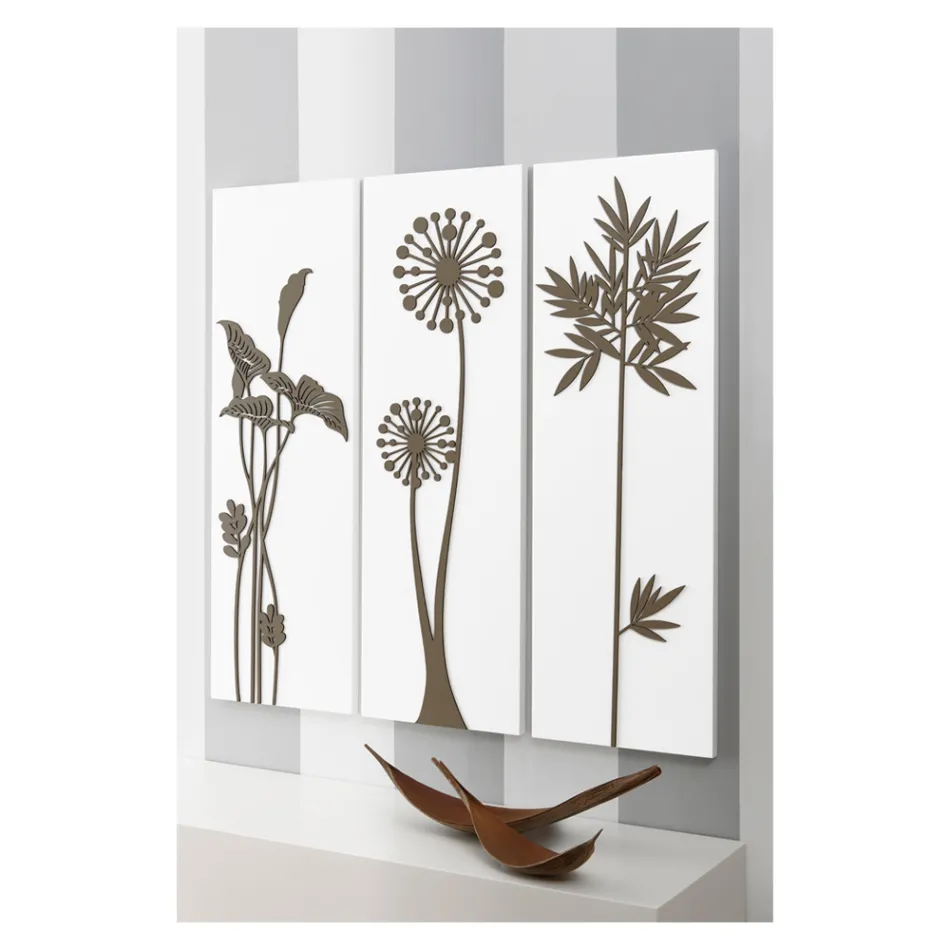 Složení 3 panelů znázorňujících sprchové hlavice a listy Made in Italy - Eduardo Viadurini