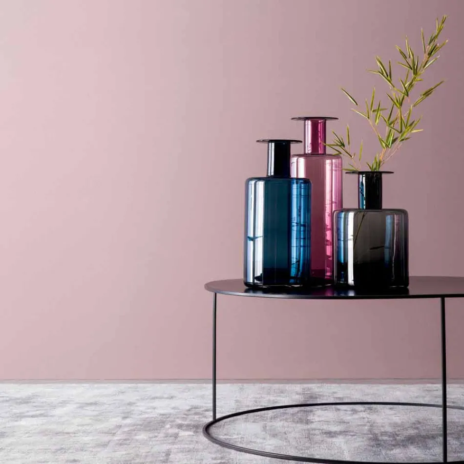 Složení 3 dekorativních váz v kouřovém, modrém a ametystovém skle - nekonečno Viadurini