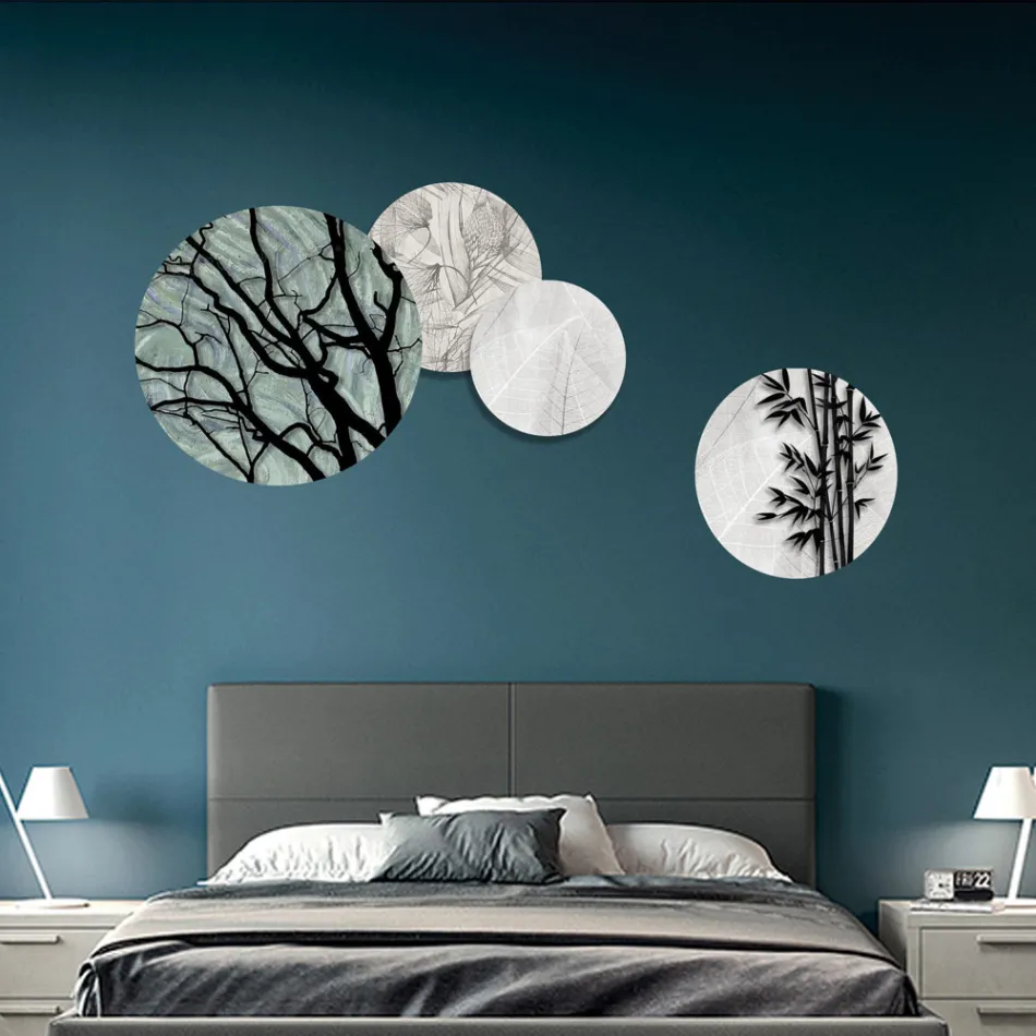 Složení 4 kulatých panelů vyrobených laserem Made in Italy - Maeko Viadurini