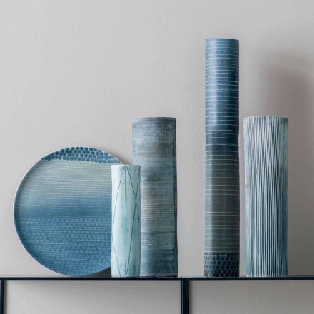 Složení 4 váz a vrcholů v ručně malovaném porcelánu - Liberio Viadurini