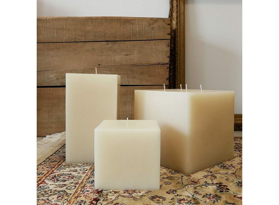 Složení čtvercových voskových svíček Made in Italy, 3 kusy - Mondelle Viadurini