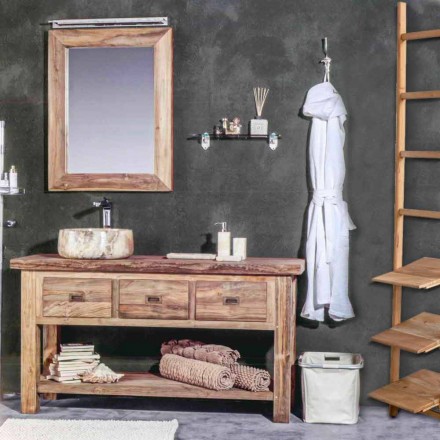 Složení moderního koupelnového nábytku z masivního teakového dřeva - nočník Viadurini