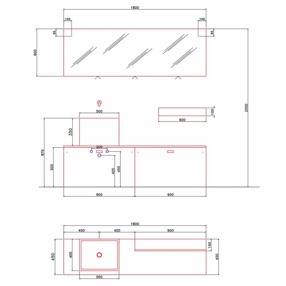 Složení moderního designového pozemního koupelnového nábytku - Farart1 Viadurini