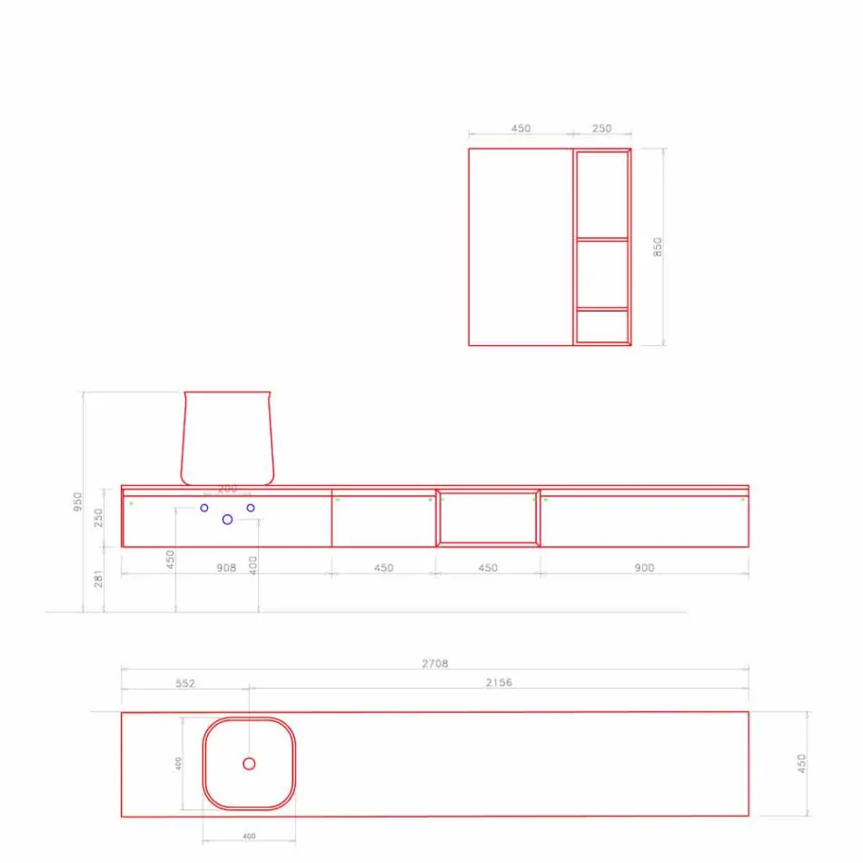 Složení moderního koupelnového nábytku, pozastavený design vyrobený v Itálii - Callisi6 Viadurini