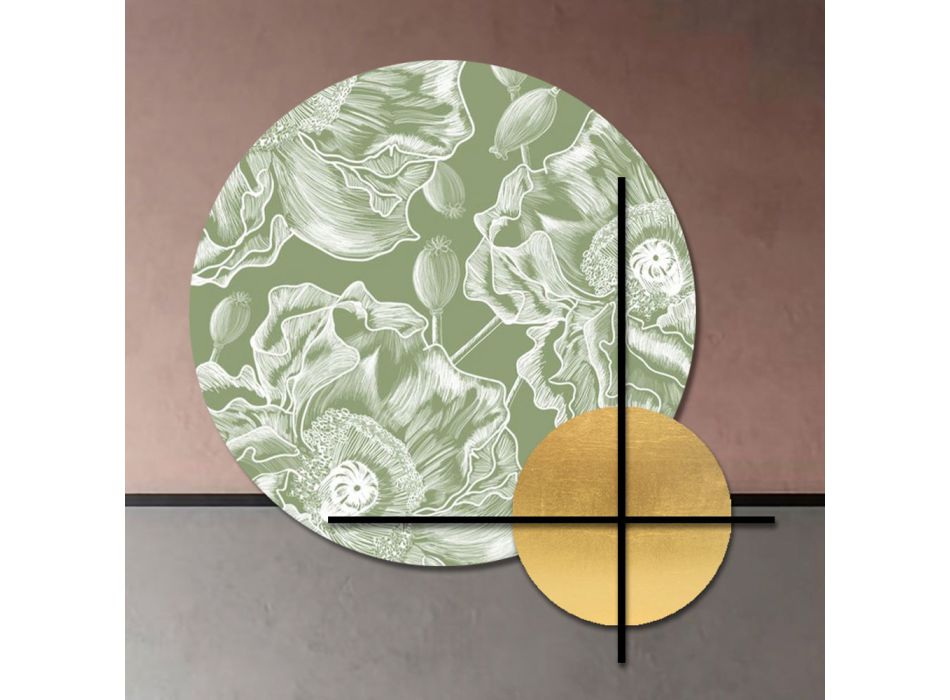Složení růžových nebo zelených dřevěných panelů s bílými květy Made in Italy - Fidži Viadurini