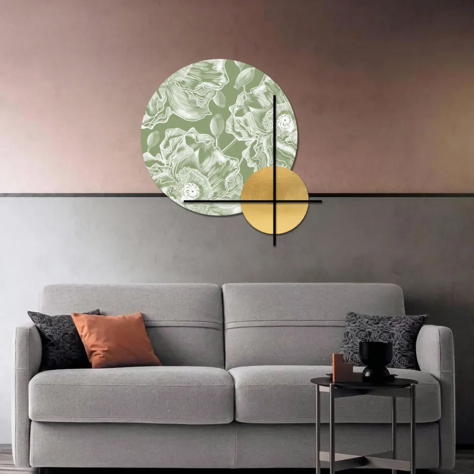 Složení růžových nebo zelených dřevěných panelů s bílými květy Made in Italy - Fidži Viadurini