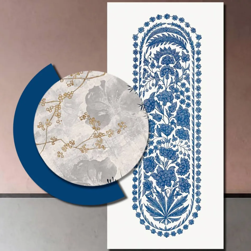 Kompozice dřevěných obrazů s abstraktním potiskem Made in Italy - Brazil Viadurini