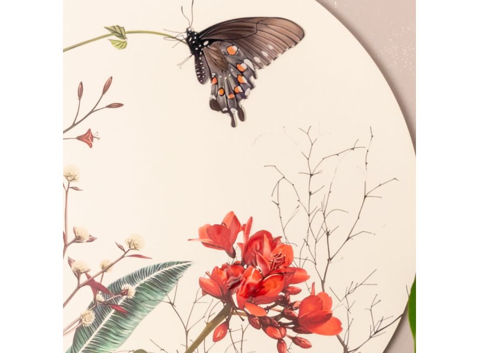 Kompozice dřevěných obrazů s potisky motýlů a květin Made in Italy - Ekvádor Viadurini