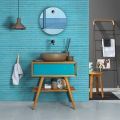 Složení koupelnového nábytku včetně doplňků s modrými detaily - Carolie