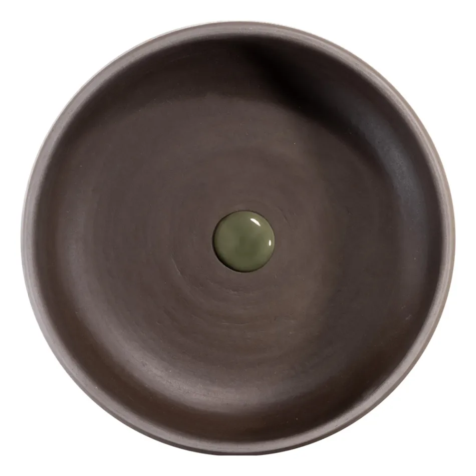 Složení koupelnové skříňky v zelené podlaze a smaltované doplňky - Maryse Viadurini