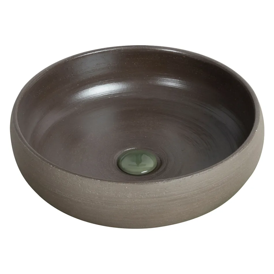 Složení koupelnové skříňky v zelené podlaze a smaltované doplňky - Maryse Viadurini