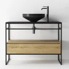 Složení koupelnové skříňky s umyvadlem, podstavcem a zrcadlem Made in Italy - Hoscar Viadurini