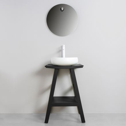 Složení černé koupelnové skříňky kompletní se zrcadlem a doplňky - Maryse Viadurini