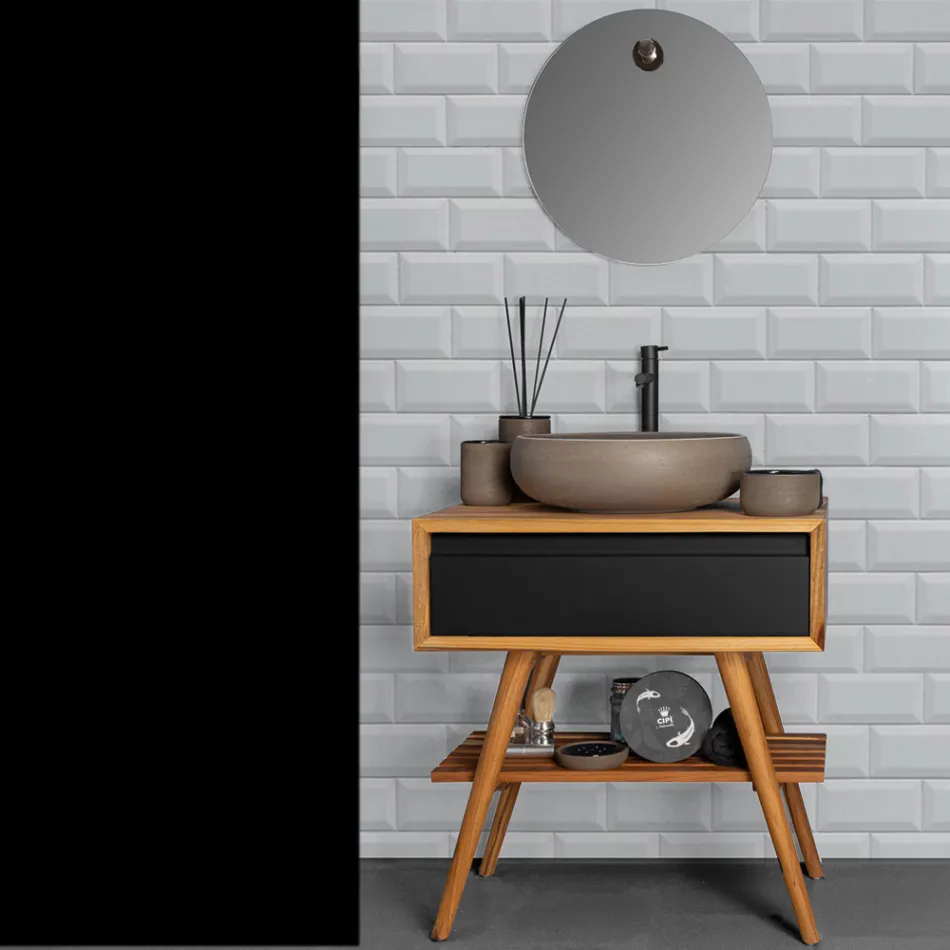 Černé složení koupelnové skříňky s přiloženým příslušenstvím - Carolie Viadurini