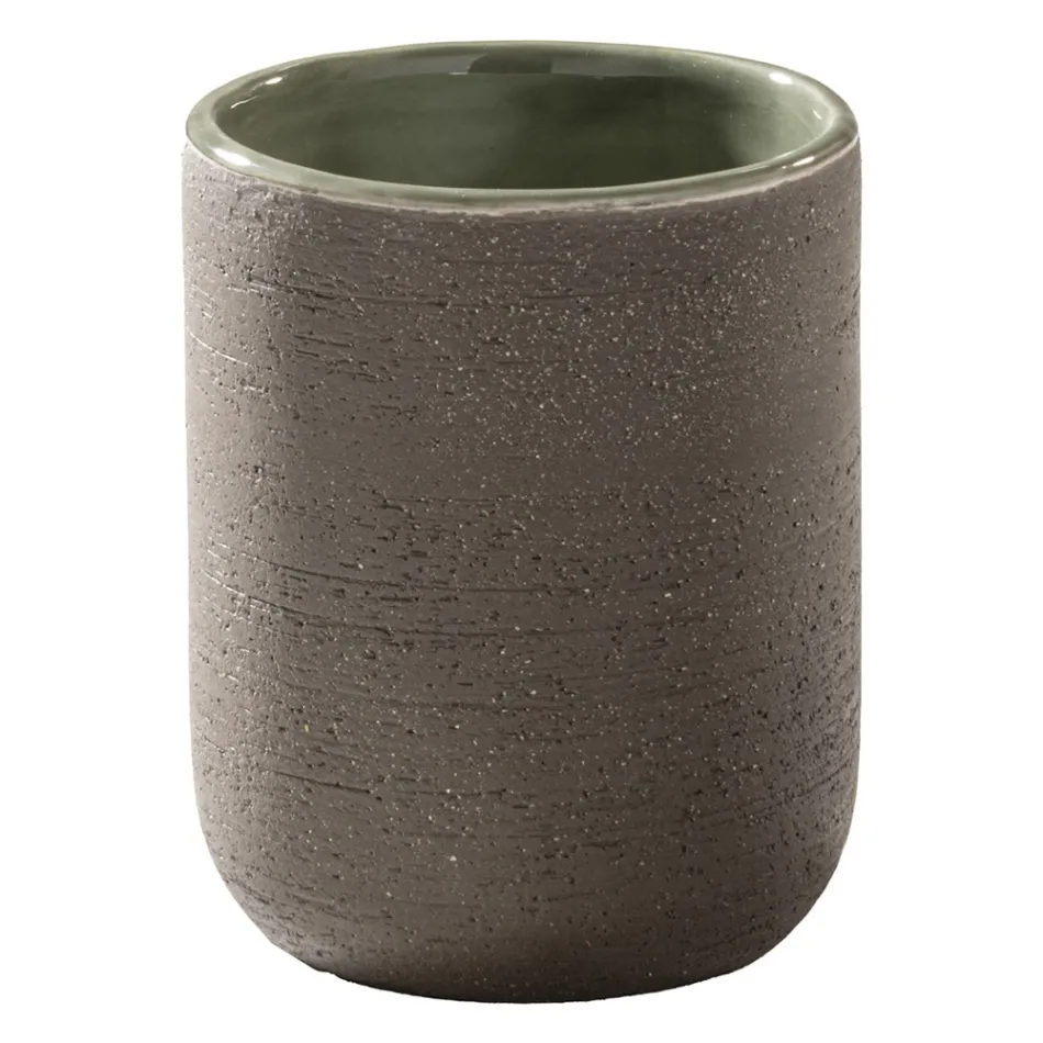 Zelené složení koupelnové skříňky s teakovou skříňkou a doplňky - Carolie Viadurini