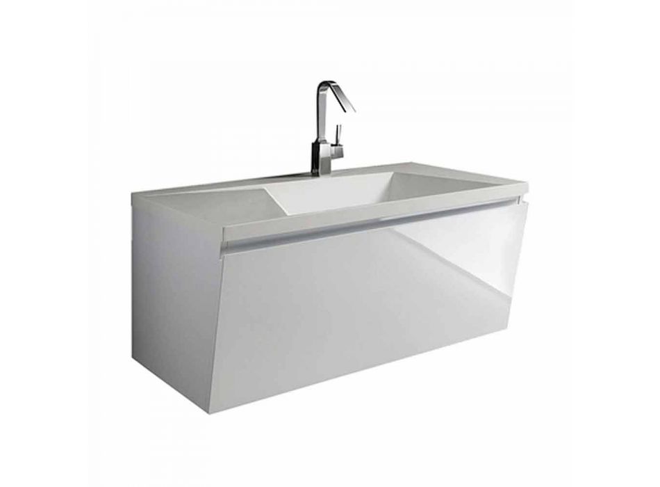 Bílý moderní design pozastavený koupelnový nábytek složení se zrcadlem - Desideria
