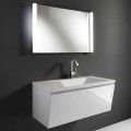 Bílá moderní pozastavená koupelnový nábytek složení s LED zrcadlem - Desideria