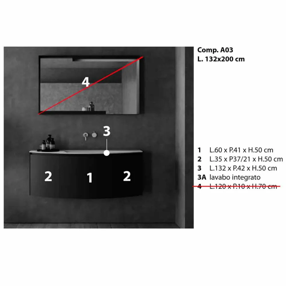 Složení zavěšeného koupelnového nábytku s moderním designem - Callisi3 Viadurini