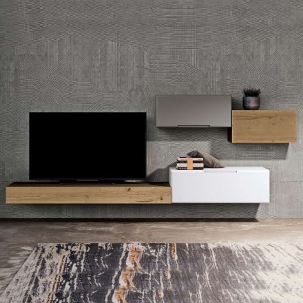 Složení obývacího nábytku a TV stolku z MDF Made in Italy - Hedda Viadurini