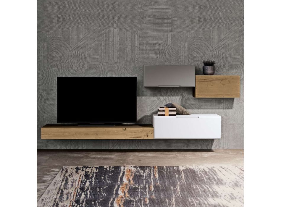 Složení obývacího nábytku a TV stolku z MDF Made in Italy - Hedda Viadurini
