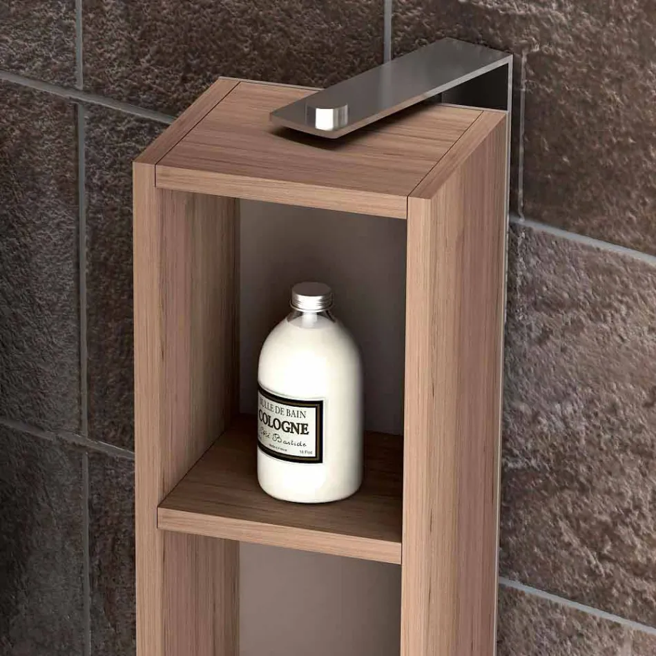 Složení závěsného dřevěného designového koupelnového nábytku z Itálie Genova Viadurini