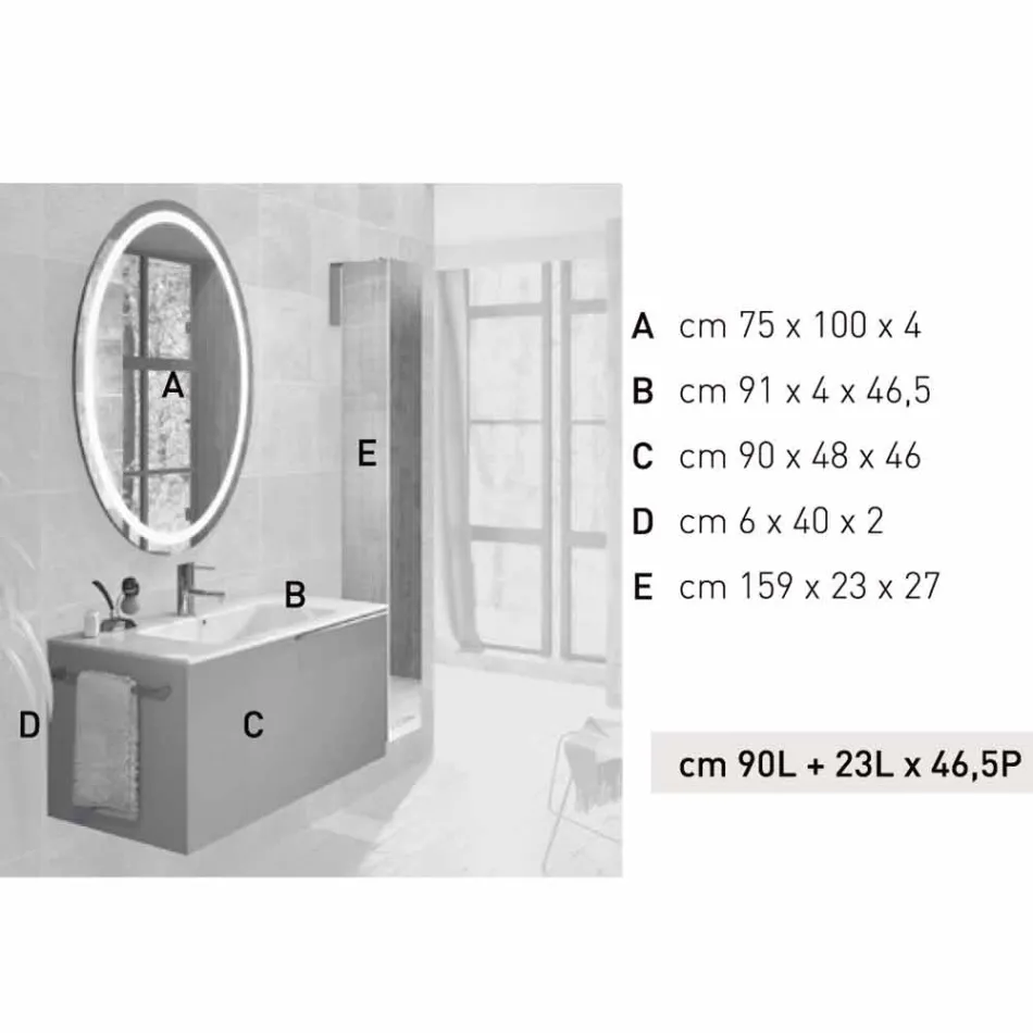 Složení závěsného dřevěného designového koupelnového nábytku z Itálie Genova Viadurini