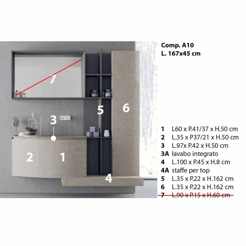 Složení koupelny, zavěšení moderního italského designu - Callisi10 Viadurini