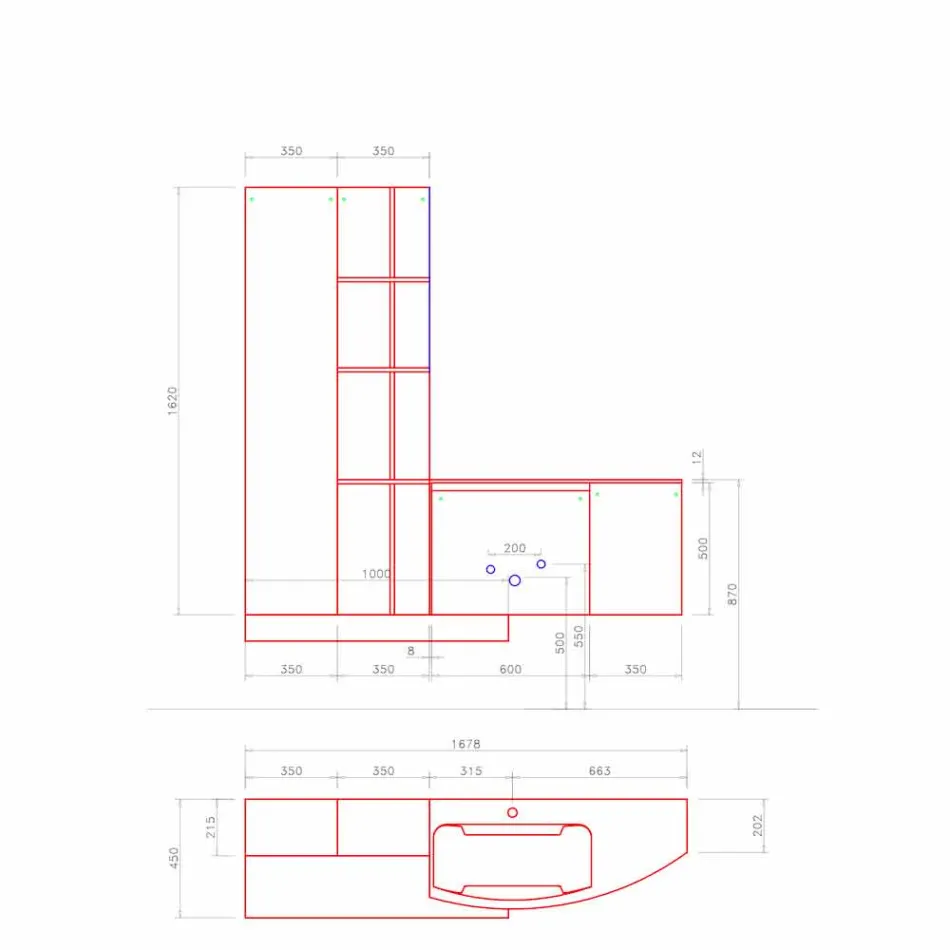 Složení koupelny, zavěšení moderního italského designu - Callisi10 Viadurini
