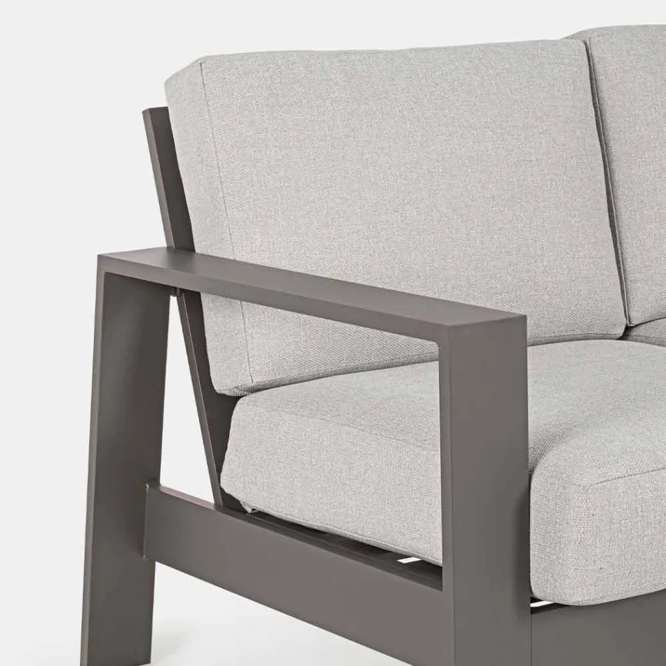 Složení venkovního obývacího pokoje z hliníku s látkovými polštáři - Yoshi Viadurini