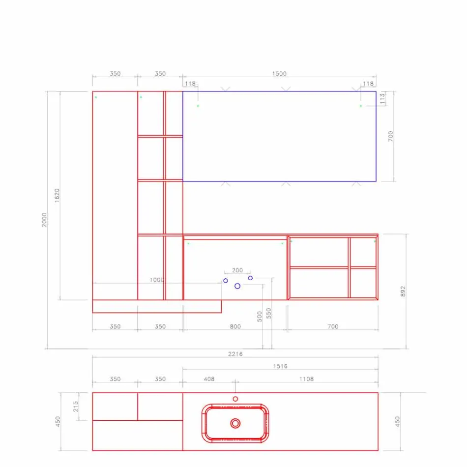 Složení zavěšeného koupelnového nábytku s moderním designem vyrobené v Itálii - Callisi15 Viadurini