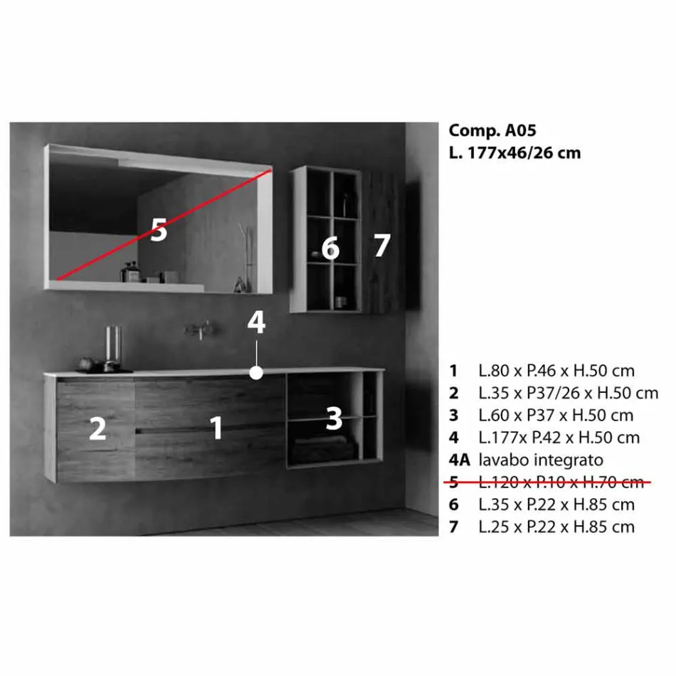Pozastavená designová kompozice, moderní designový koupelnový nábytek - Callisi5 Viadurini