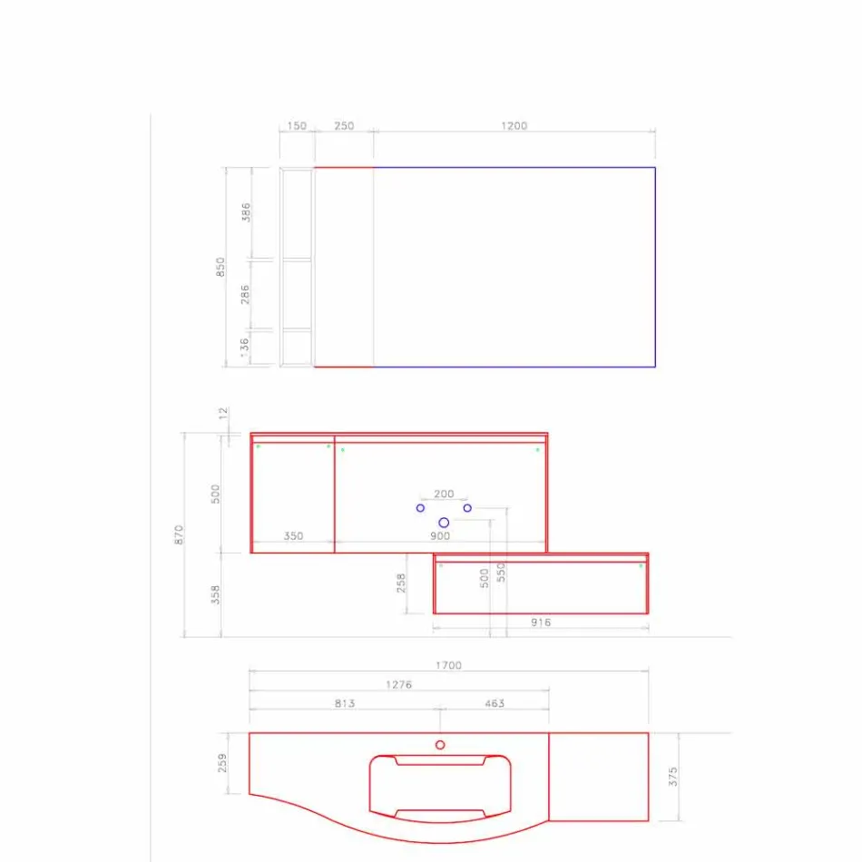 Závěsná a moderní kompozice pro koupelnu, design Made in Italy - Callisi4 Viadurini