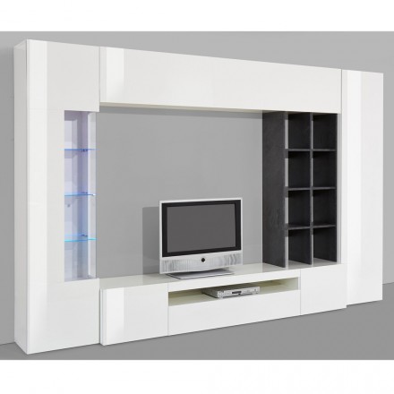 Kompozice nábytku a TV stolku Obývací pokoj v designu dřevěné stěny - Ciancia Viadurini