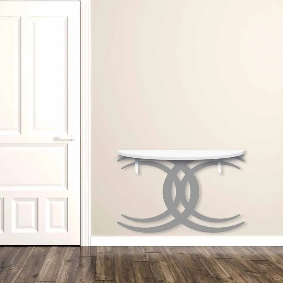 Nástěnná konzole pro moderní design v bílé a šedé dřevo - Coco Viadurini