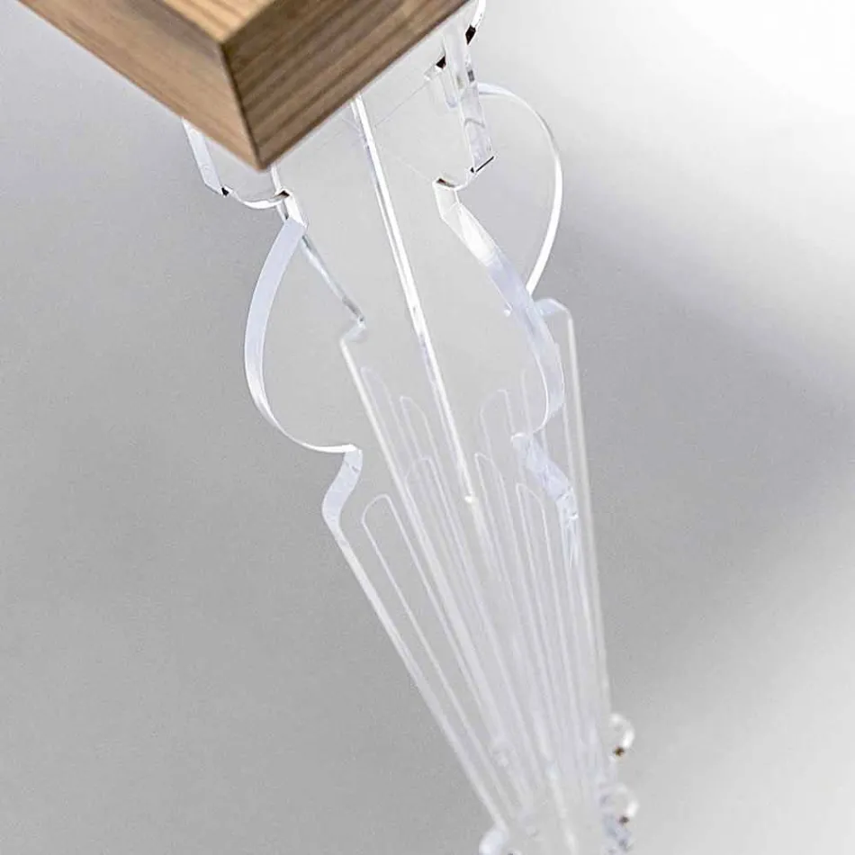 Nástěnná konzole z průhledného plexiskla a dřeva v moderním designu - Betone Viadurini