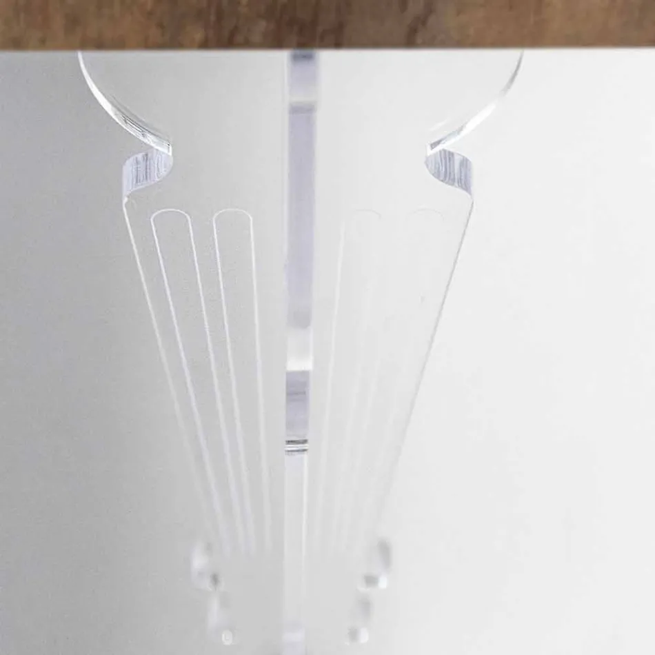 Stěnový konzolový stůl v šedobílém dřevě nebo Corten a plexisklo - Leopardi Viadurini