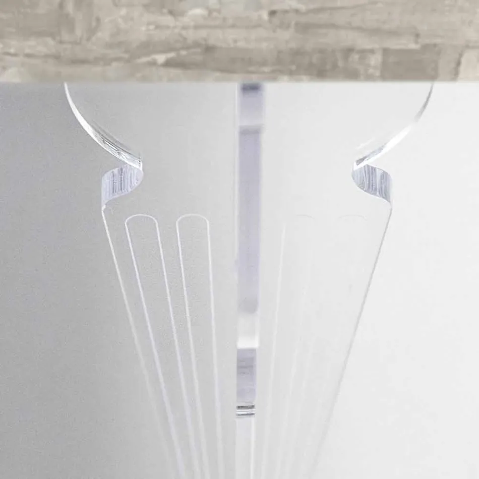 Stěnový konzolový stůl v šedobílém dřevě nebo Corten a plexisklo - Leopardi Viadurini