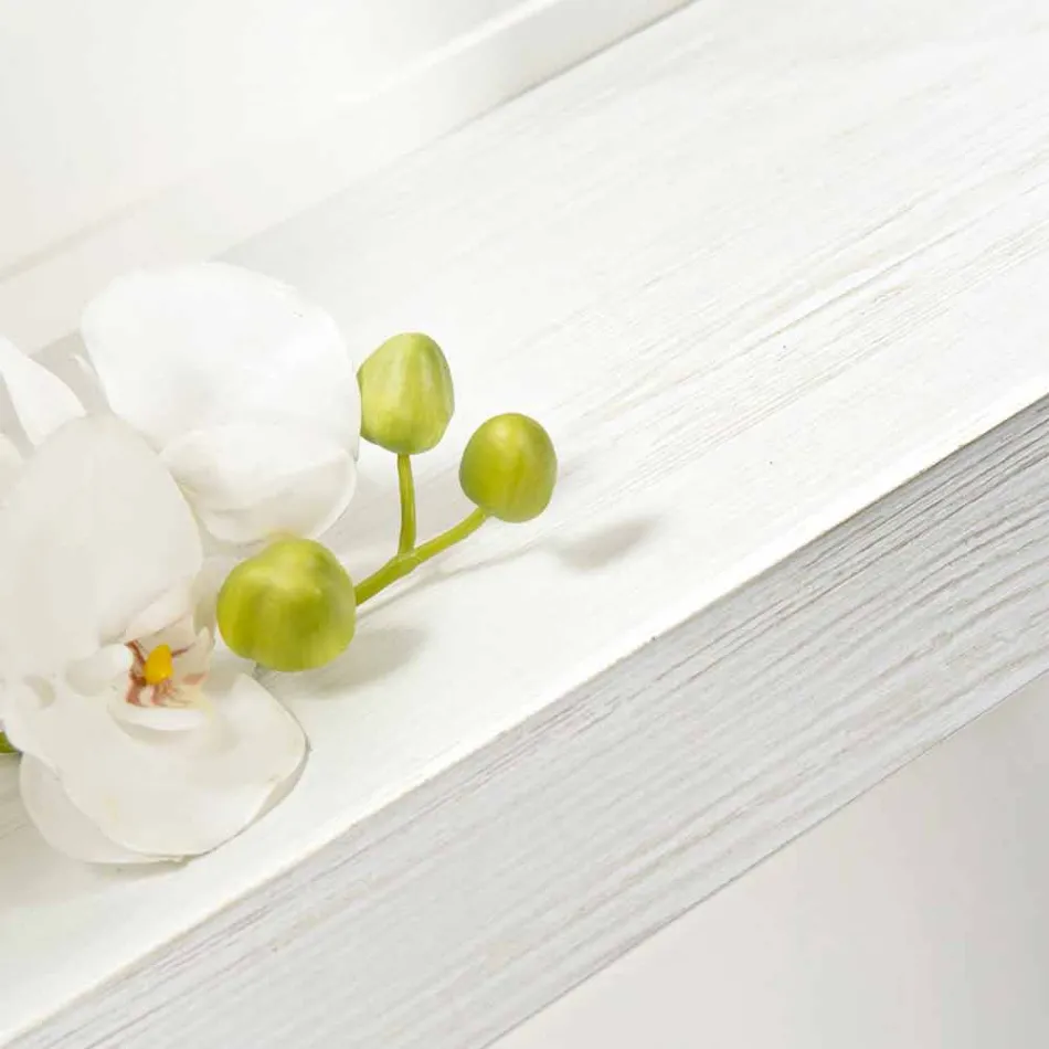 Stěnový konzolový stůl v šedobílém dřevě nebo Corten a plexisklo - Leopardi Viadurini