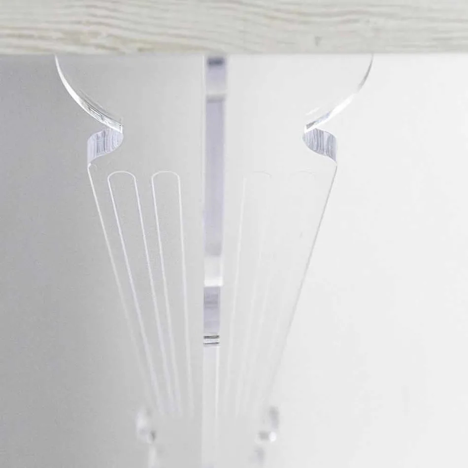 Stěnový konzolový stůl v šedobílém dřevě nebo Corten a plexisklo - Leopardi Viadurini