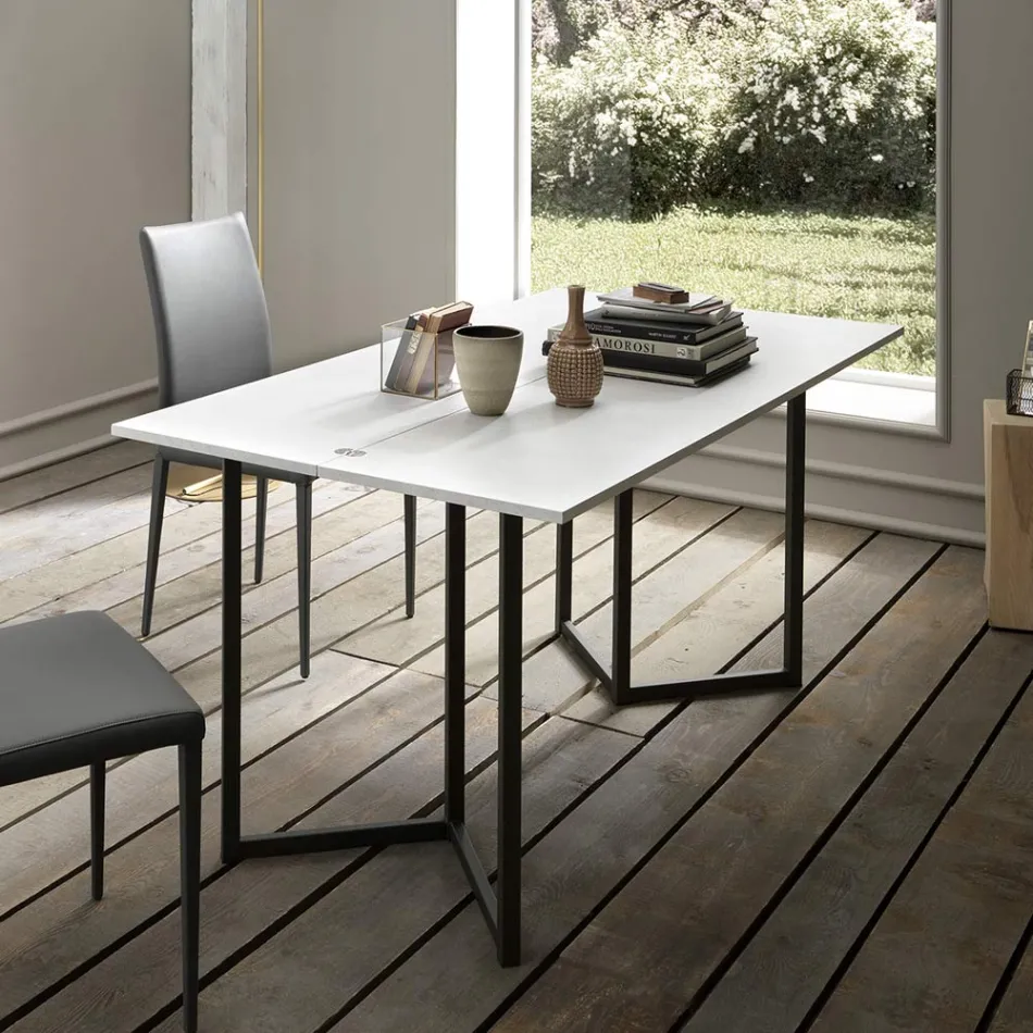 Rozšiřitelná konzola 150 cm z kovu a melaminu Made in Italy - Klapka Viadurini