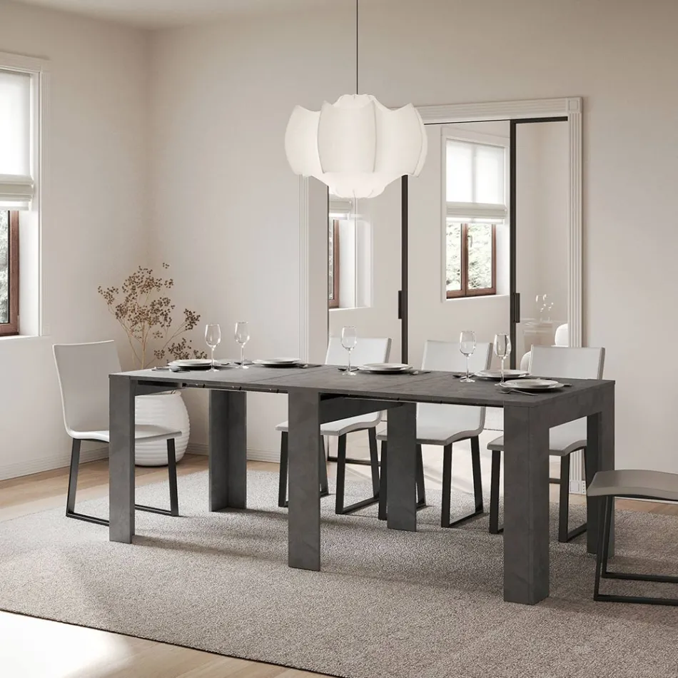 Rozšiřitelná konzole na 181 cm v Melaminových panelech Made in Italy - Drago Viadurini