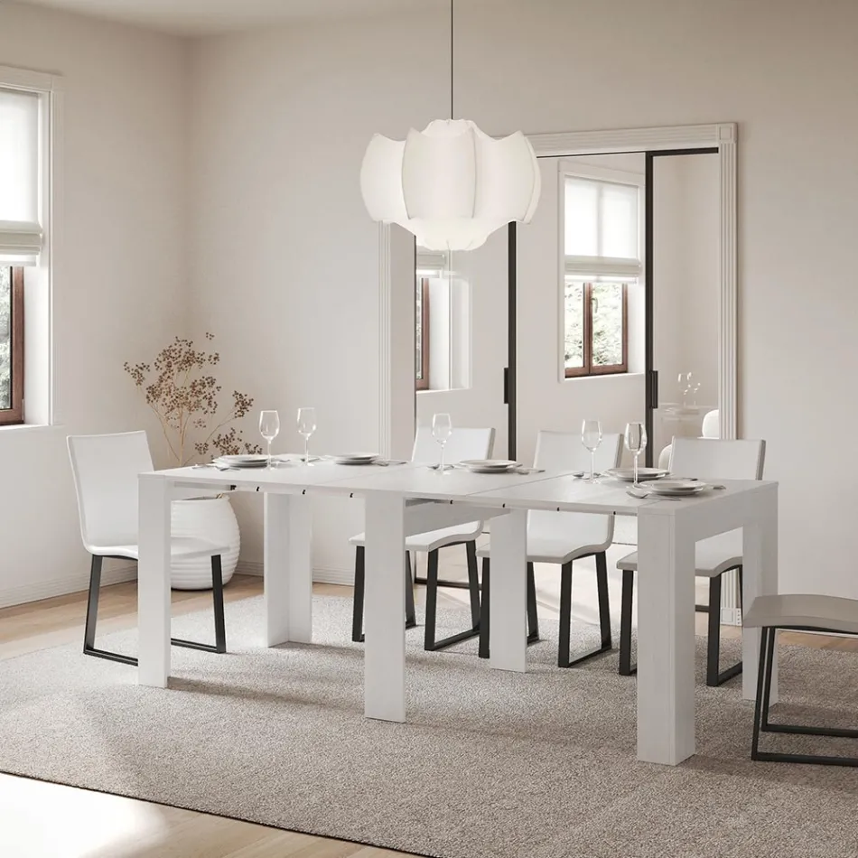 Rozšiřitelná konzole na 181 cm v Melaminových panelech Made in Italy - Drago Viadurini