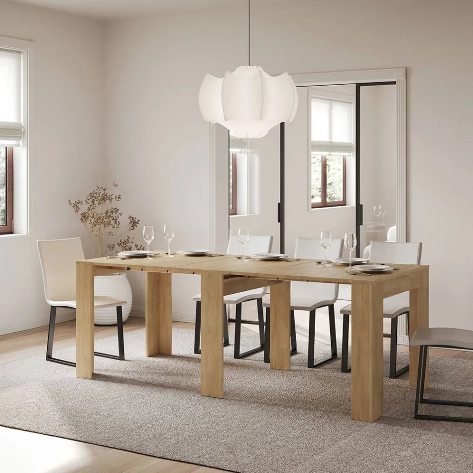 Rozšiřitelná konzole na 181 cm v Melaminových panelech Made in Italy - Drago Viadurini