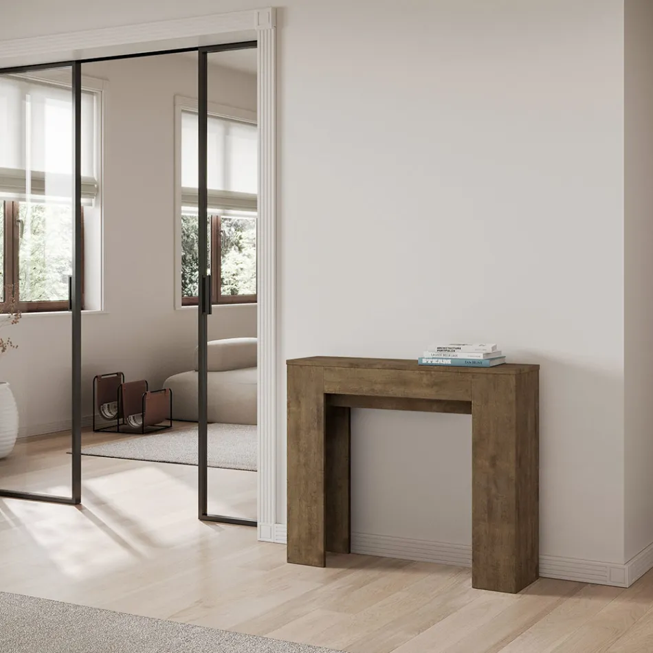 Rozšiřitelná konzole na 181 cm v Melaminových panelech Made in Italy - Drago Viadurini